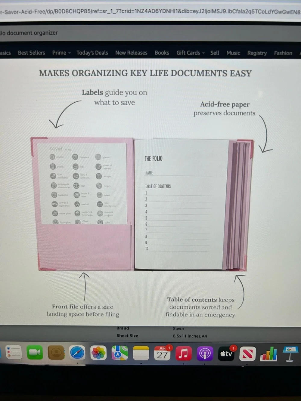 Savor Memento Bento Pink Document Organizer